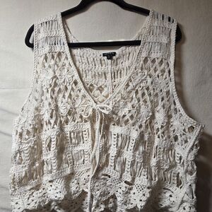 Torrid Cream Crochet Vest